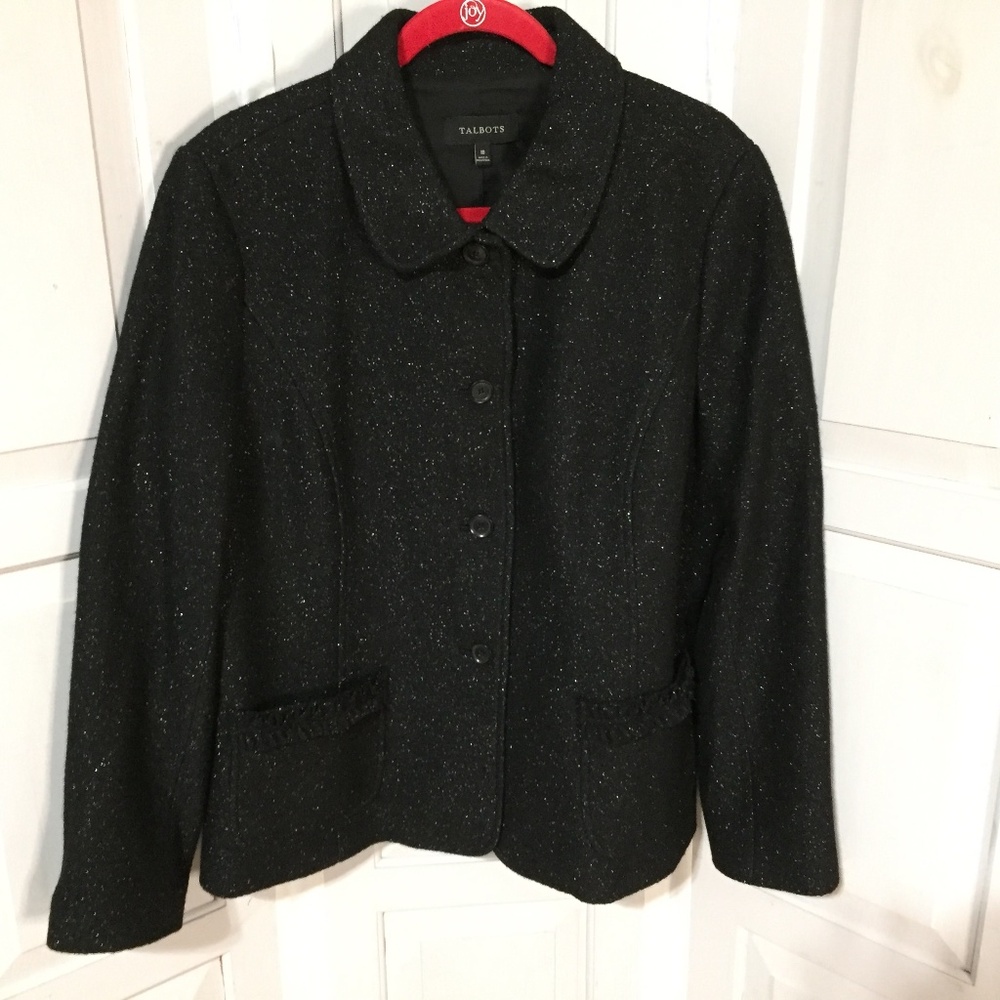 Talbots Black Jacket w/ Metallic Silver Sparkle